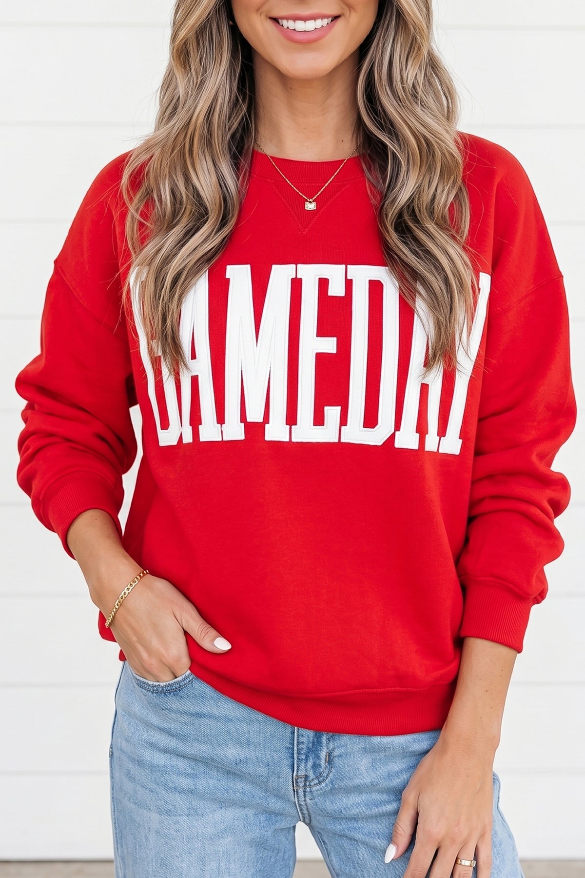 Fiery Red GAMEDAY Embroidered Sweatshirt