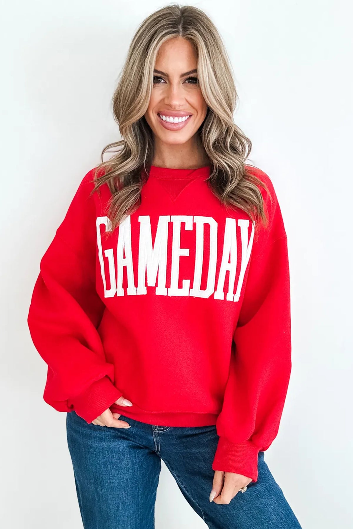 Fiery Red GAMEDAY Embroidered Sweatshirt